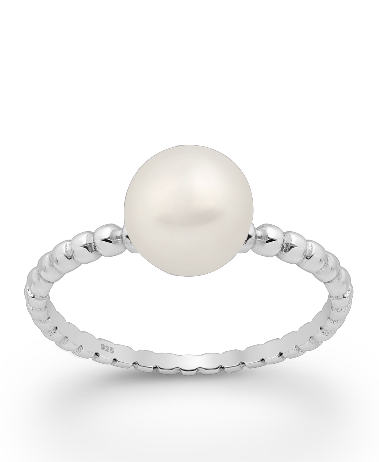 Freshwater Pearl Sterling Silver Ball Band Solitaire Ring