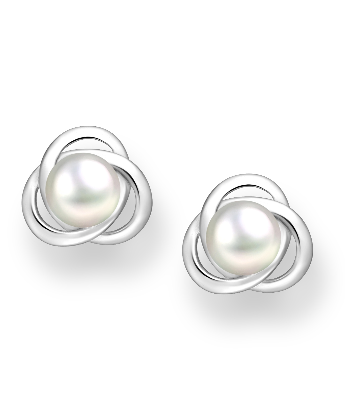 Freshwater Pearl Celtic Push-Back Sterling Silver Earrings