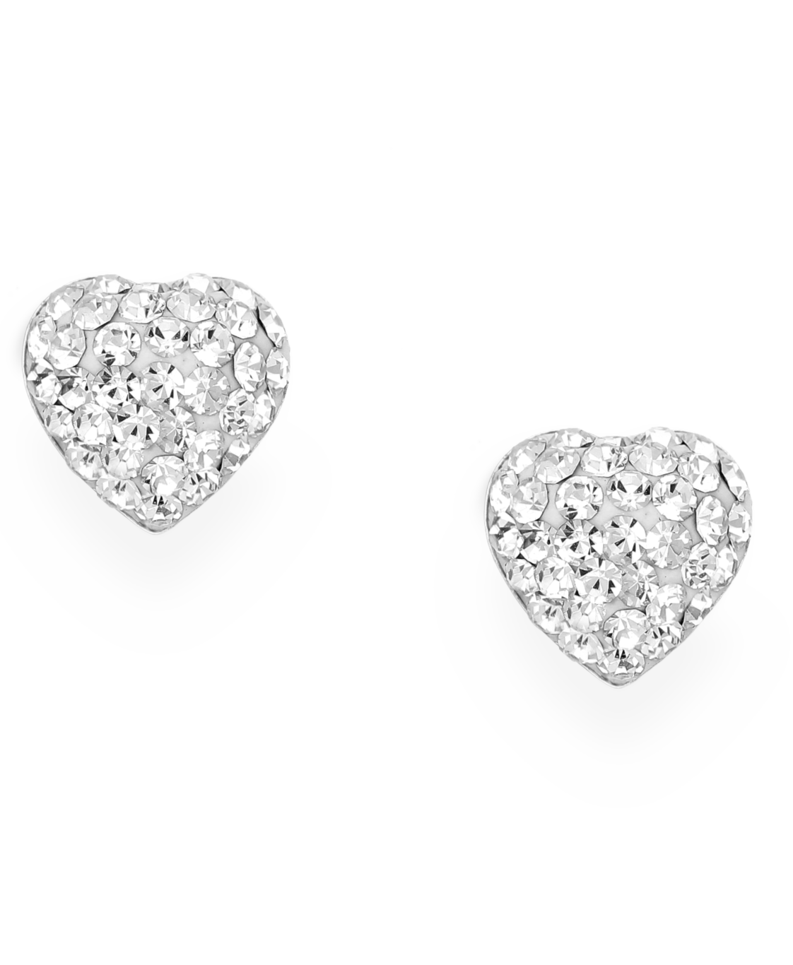 Sterling Silver Crystal Heart Earrings Studs