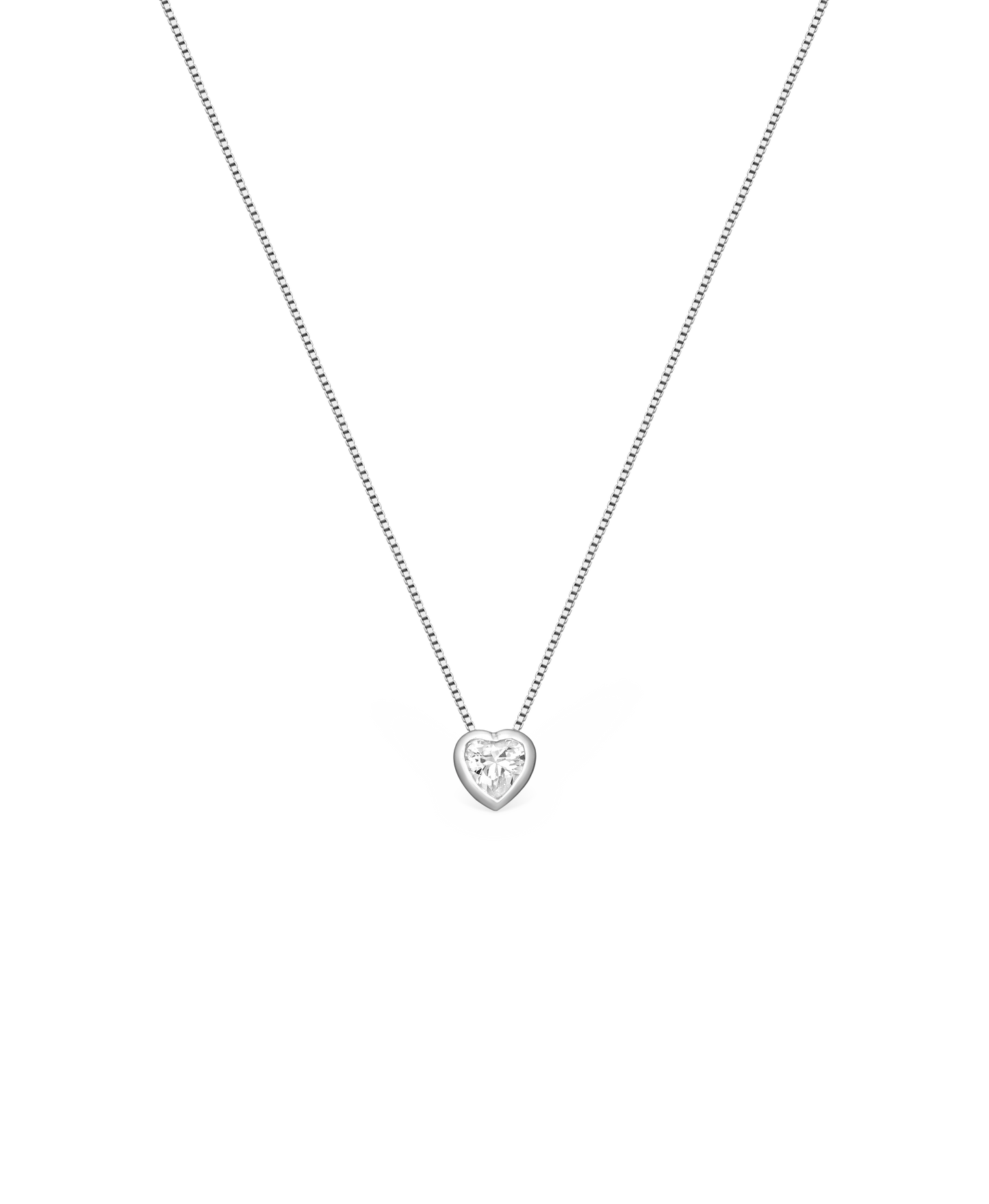 Sterling Silver Heart Necklace with CZ Simulated Diamond