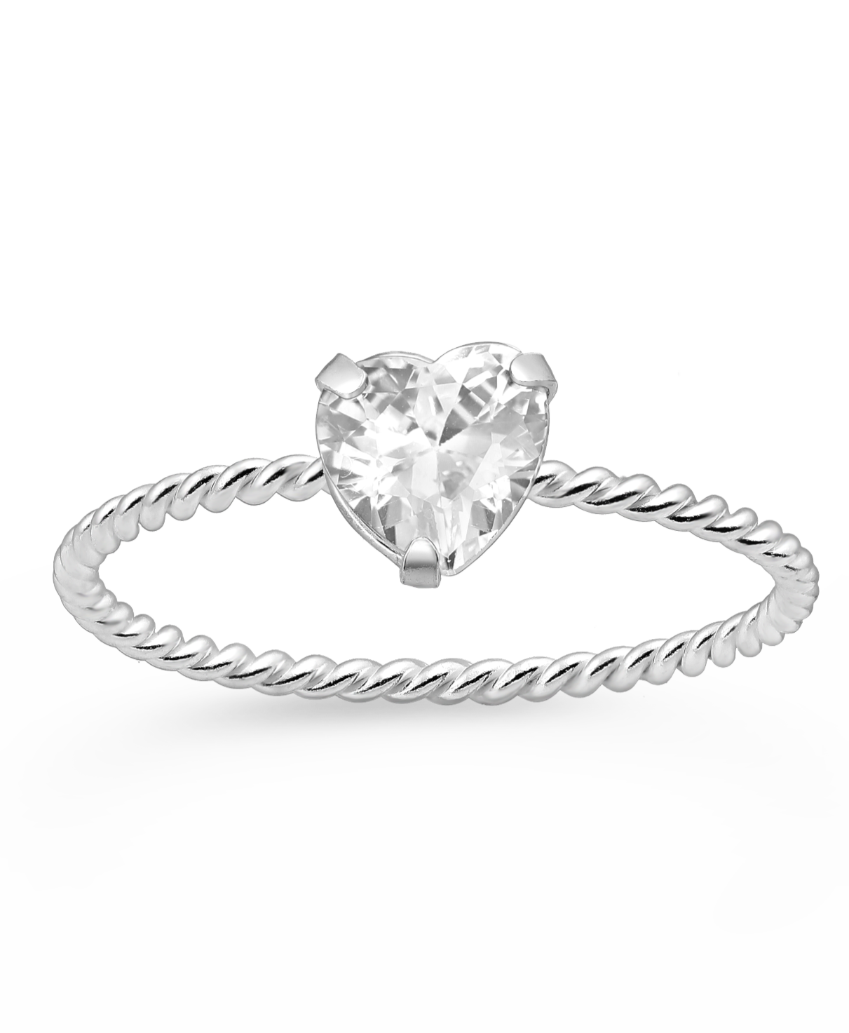Sterling Silver Heart CZ Simulated Diamond Ring