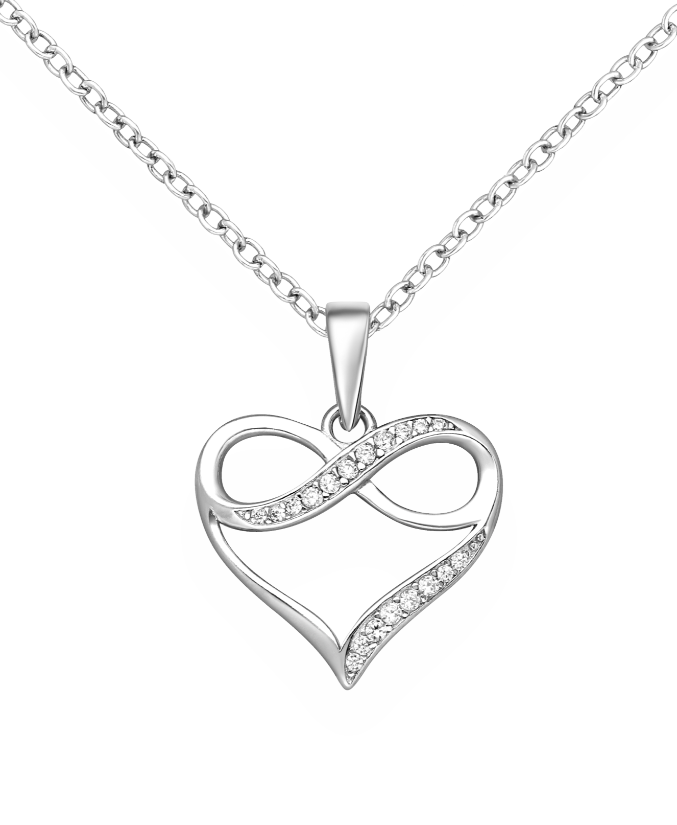 Sterling Silver Heart And Infinity CZ Simulated Diamonds Pendant