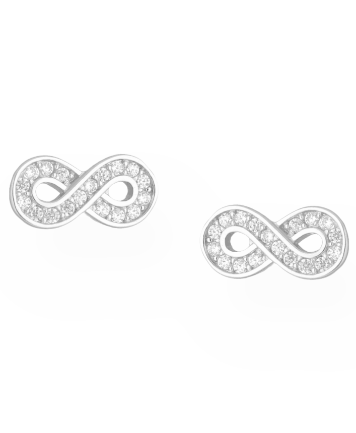 Sterling Silver Infinity Push-Back Earrings with CZ Simulated Diamonds
