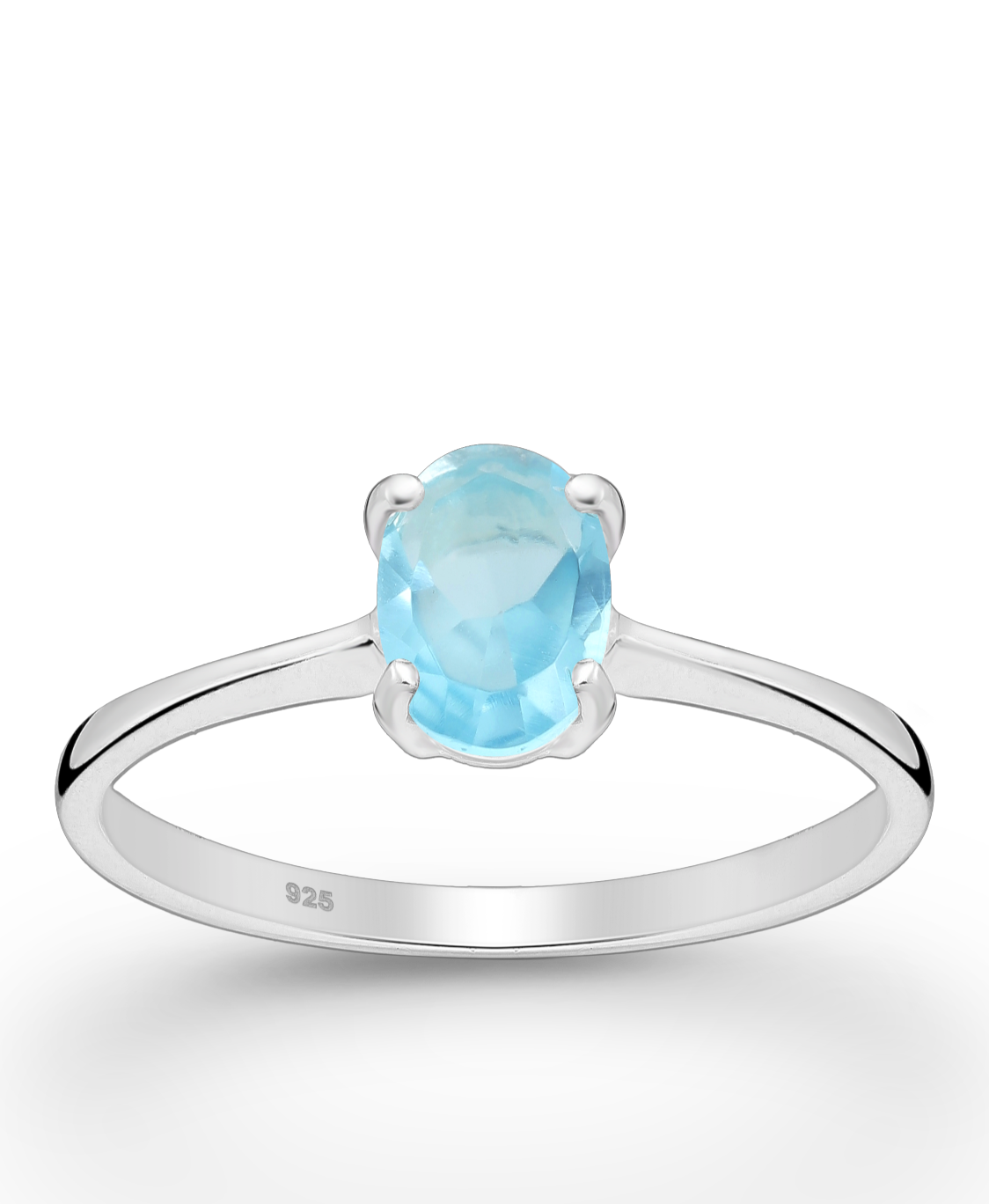 Sterling Silver Solitaire Ring with Blue CZ Simulated Diamonds