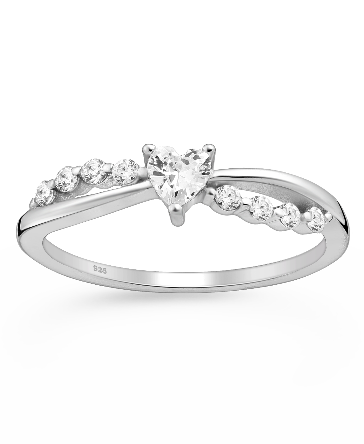 Sterling Silver Heart CZ Simulated Diamond Ring