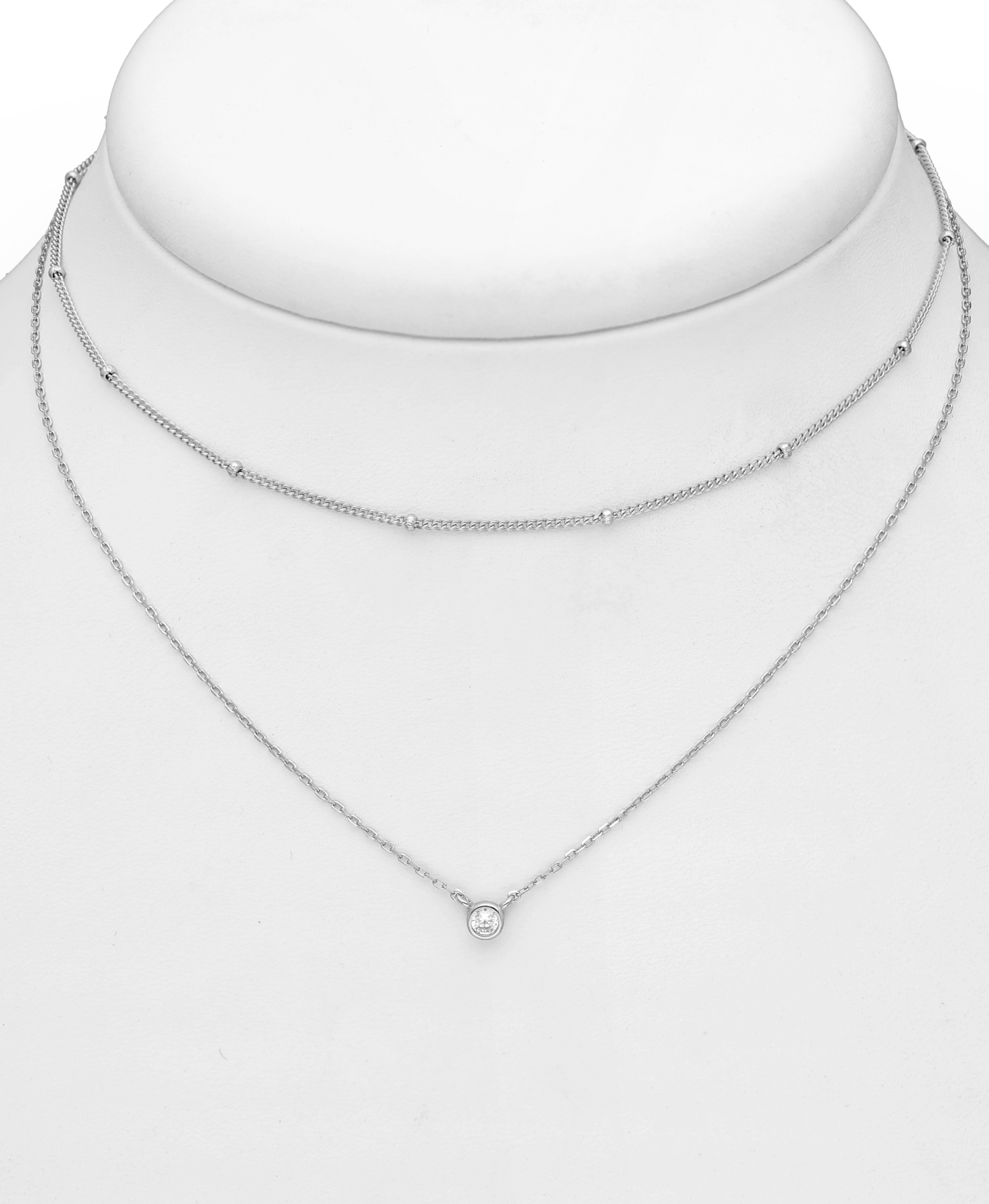 Sterling Silver Layered CZ Simulated Diamond Choker