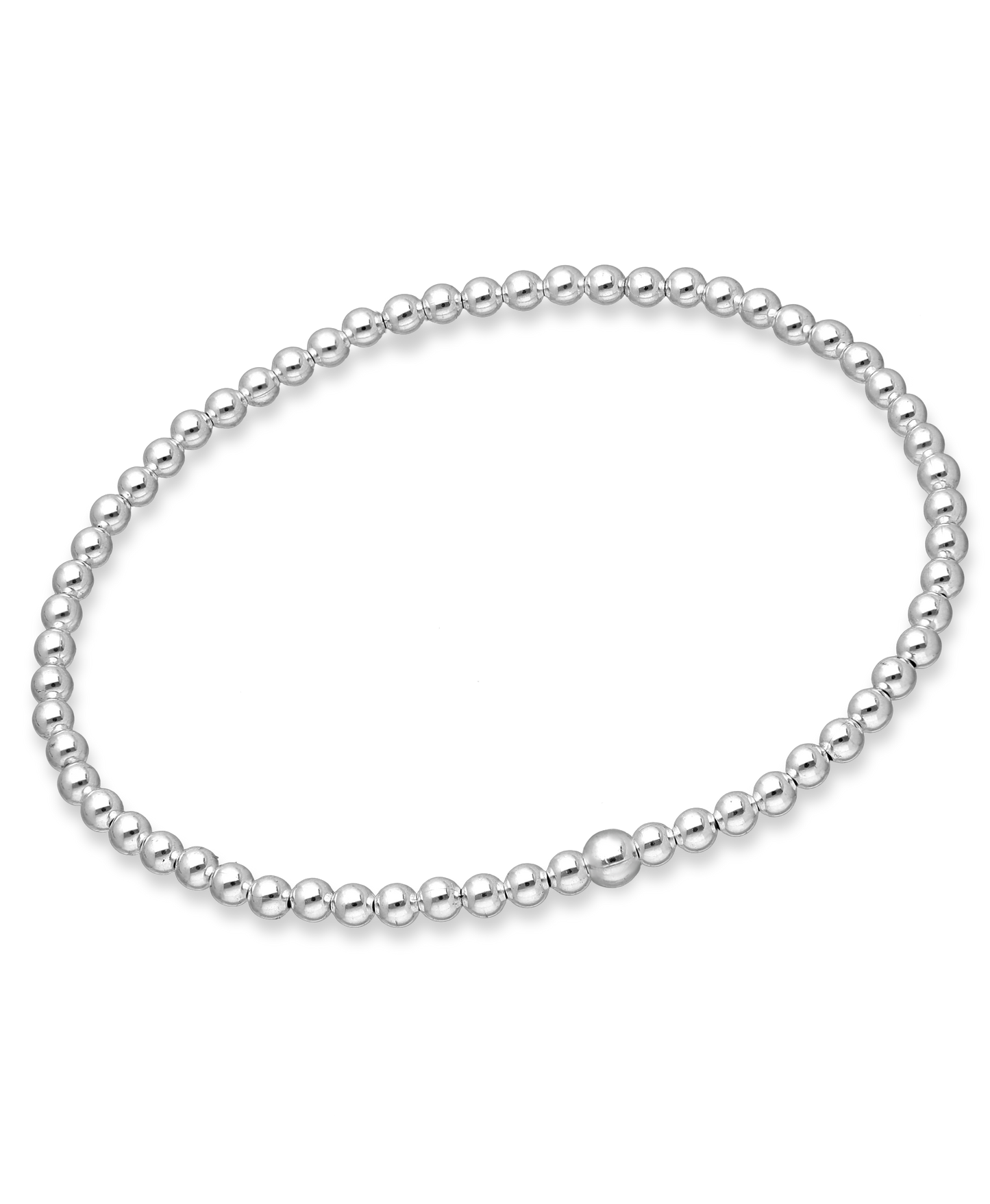 Sterling Silver Ball Beaded Elastic Bracelet