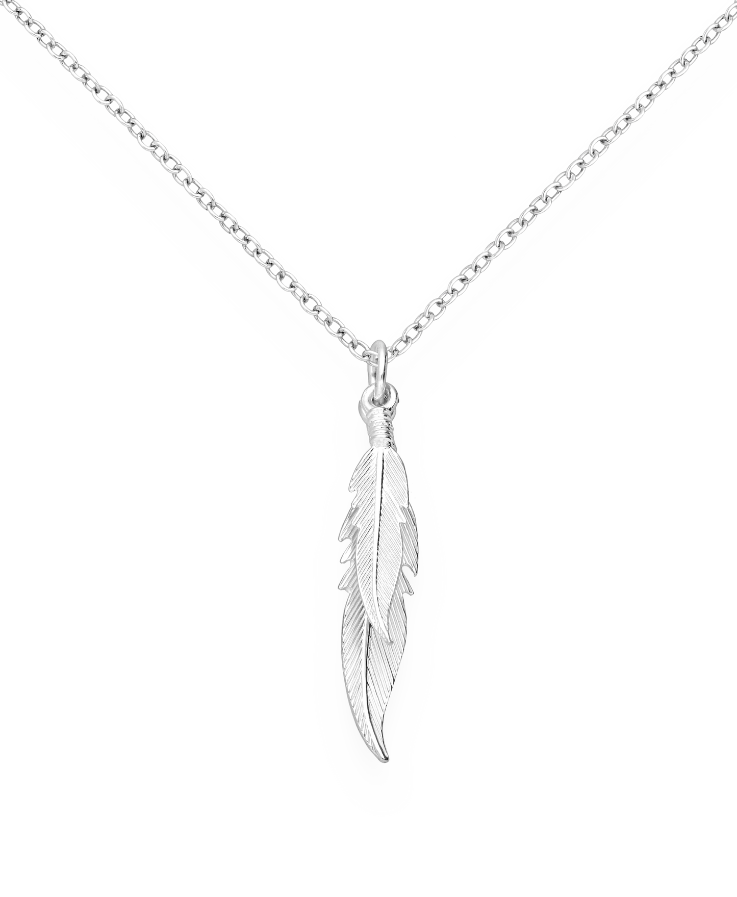 Sterling Silver Double Feather Pendant