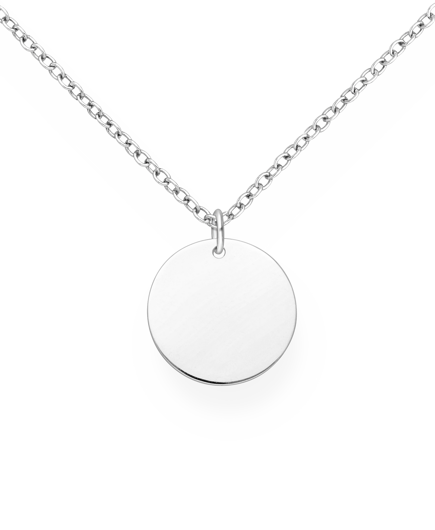 Sterling Silver Engravable Round Tag Pendant