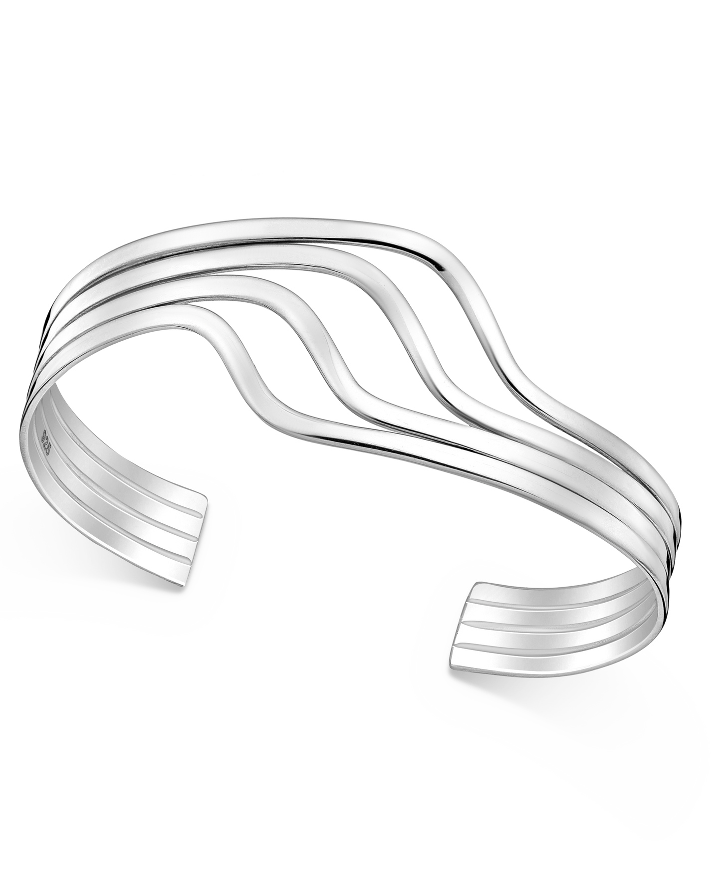 Heavy Duty Sterling Silver Wavy Cuff Bracelet