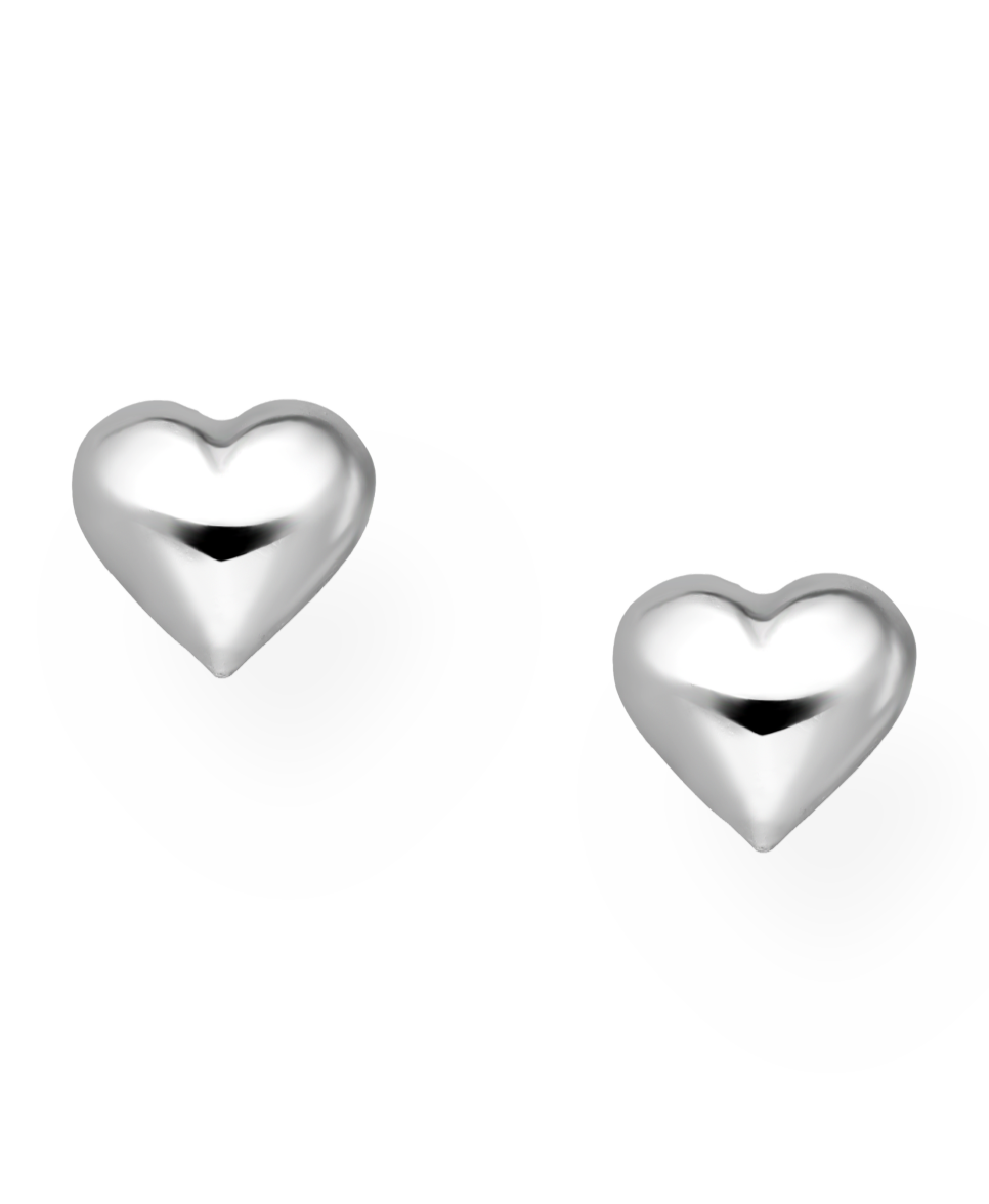 Sterling Silver Push-Back Heart Earrings