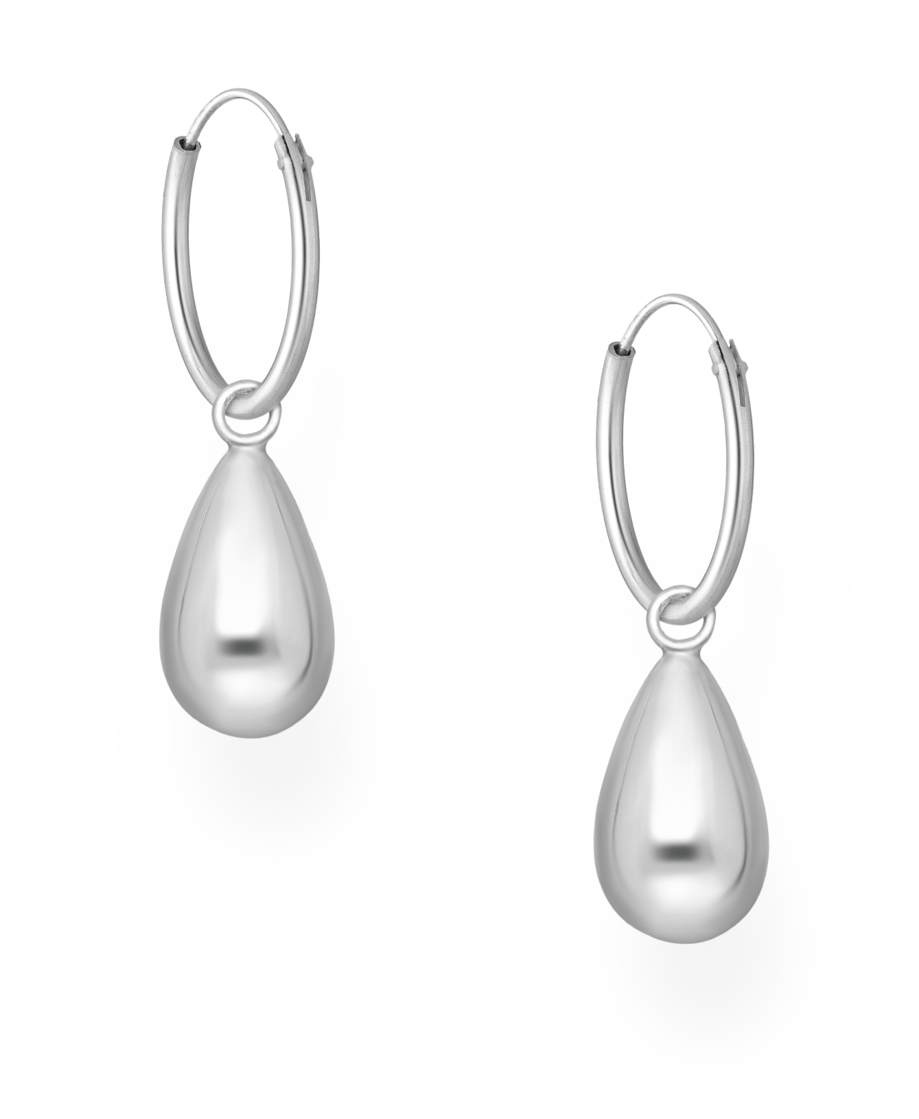 Silver Hoop And Drop Charm Earrings