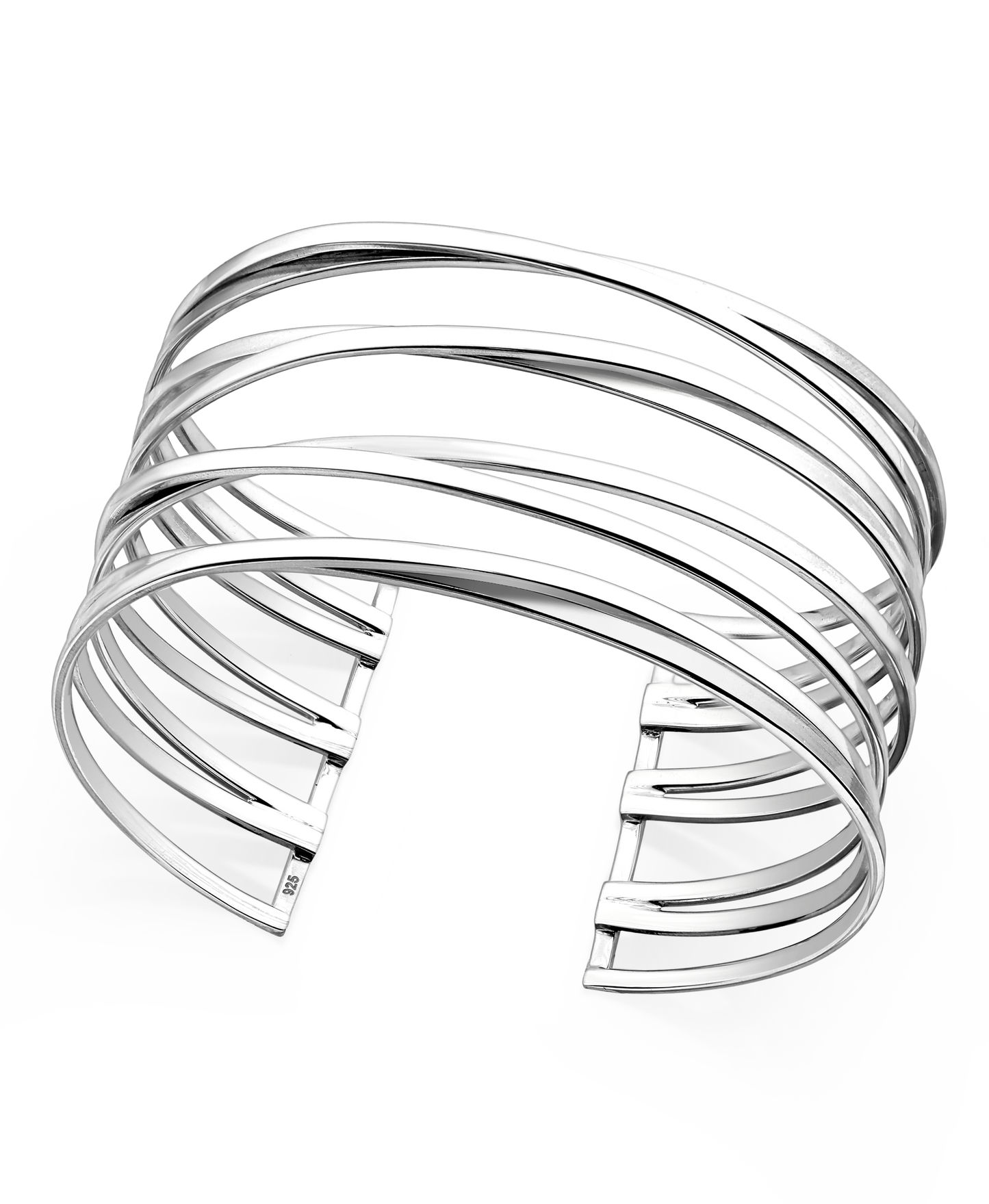 Heavy Duty Sterling Silver Layered Cuff Bracelet