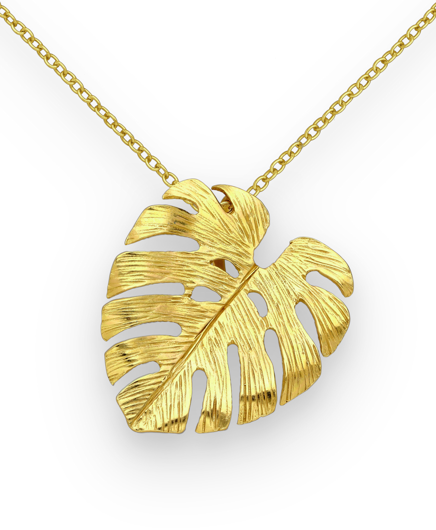 Gold Vermeil 14K Brushed Leaf Pendant