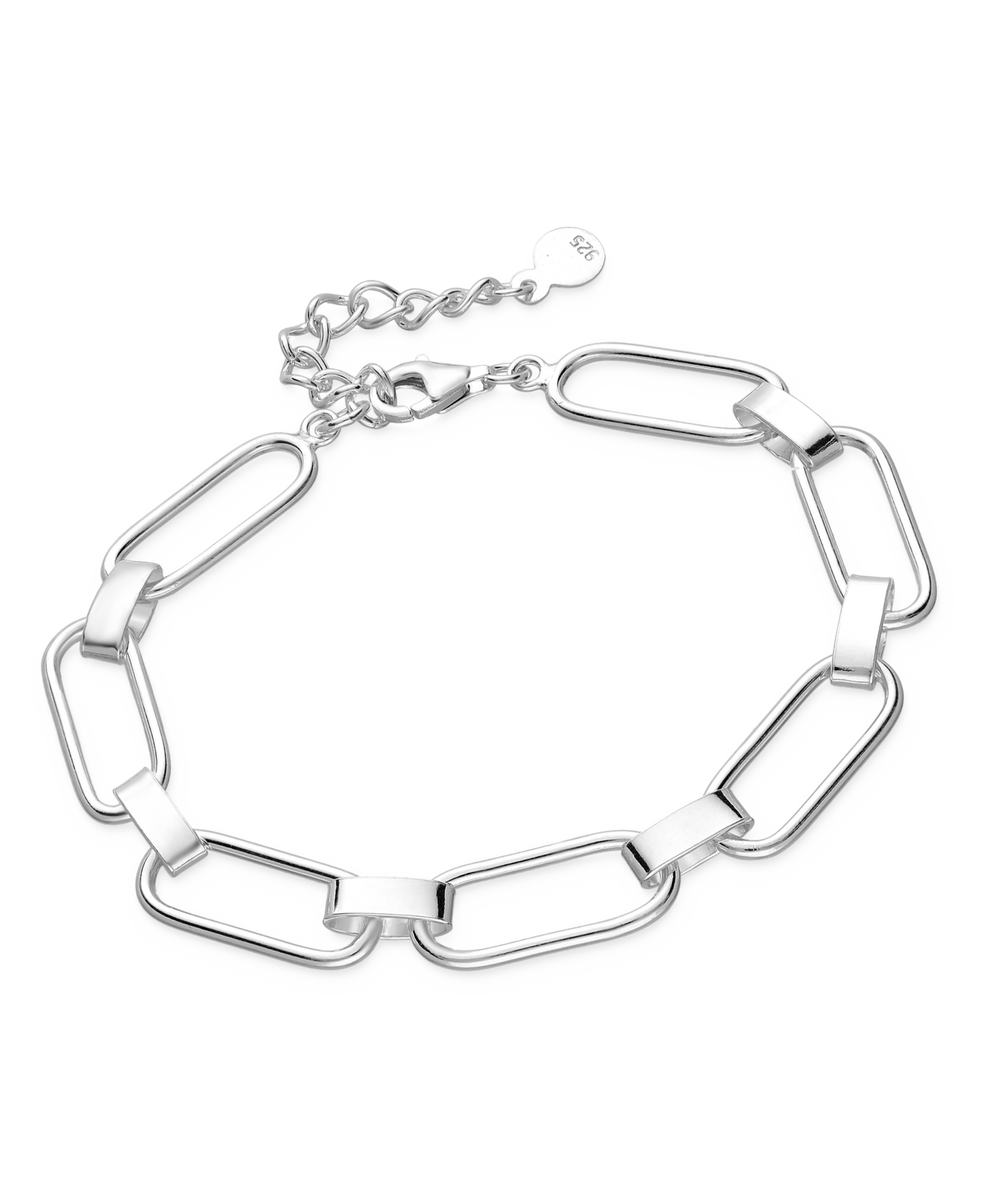 Sterling Silver Paperclip Large Linked Bracelet
