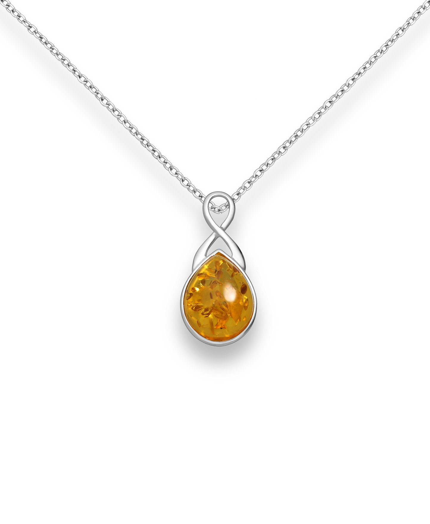 Amber Sterling Silver Droplet Pendant