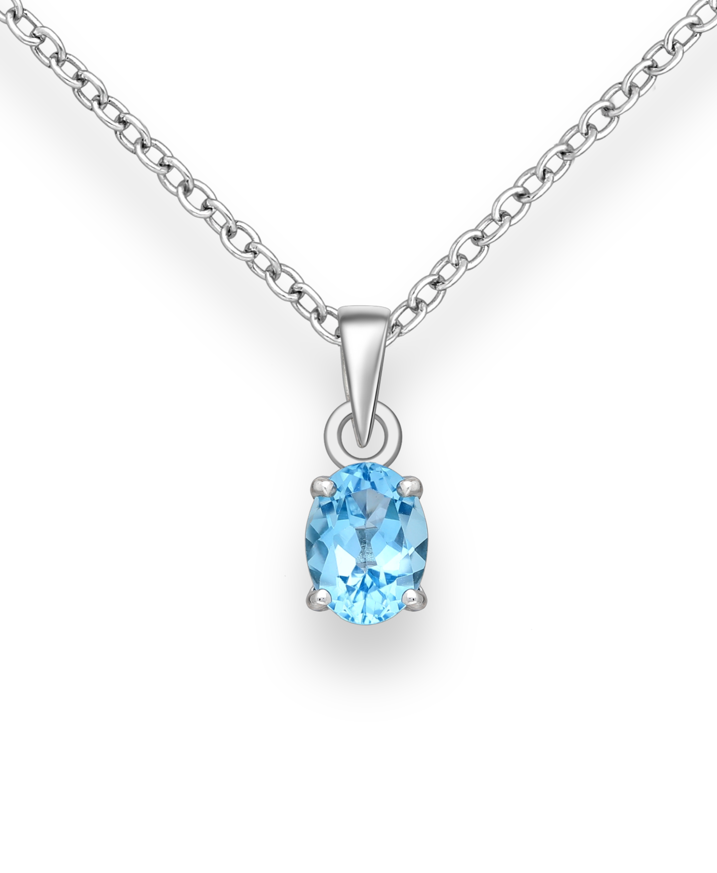 Blue Topaz Sterling Silver Pendant