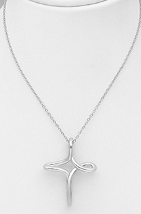 Sterling Silver Adjustable Cross Necklace