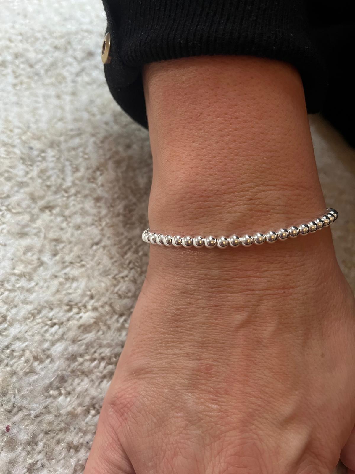 Sterling Silver Ball Adjustable Slider Bracelet