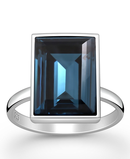 Montana Blue Swarovski Crystal Sterling Silver Ring