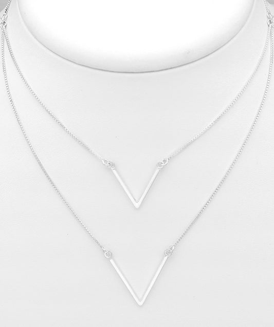 Sterling Silver Layered Chevron Choker