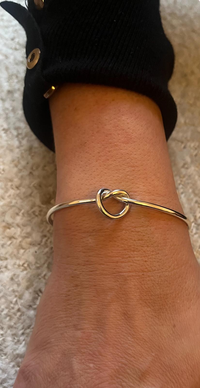 Sterling Silver Ball and Love Knot Cuff Bracelet