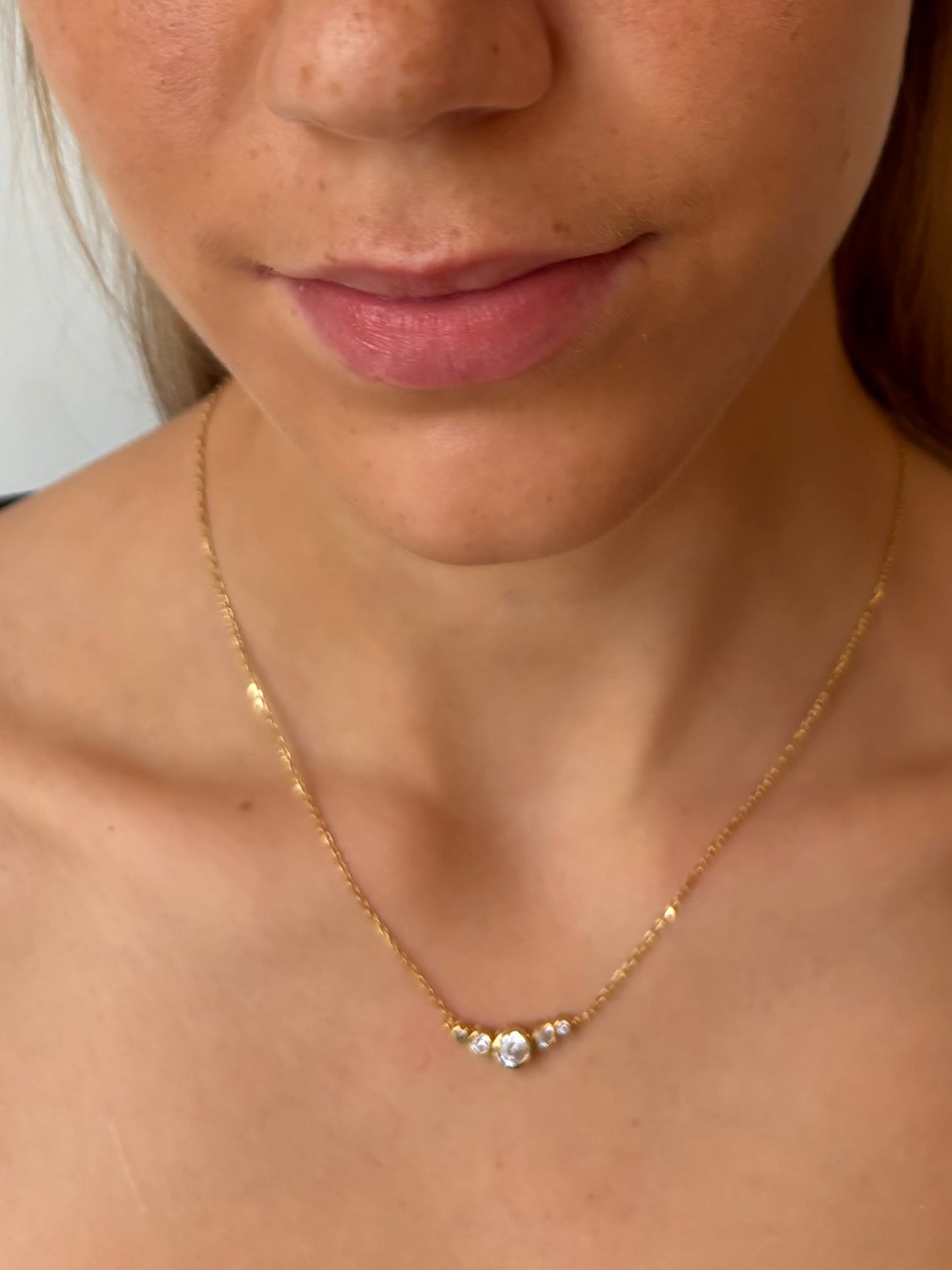 Gold Vermeil 18K Necklace with CZ Simulated Diamonds