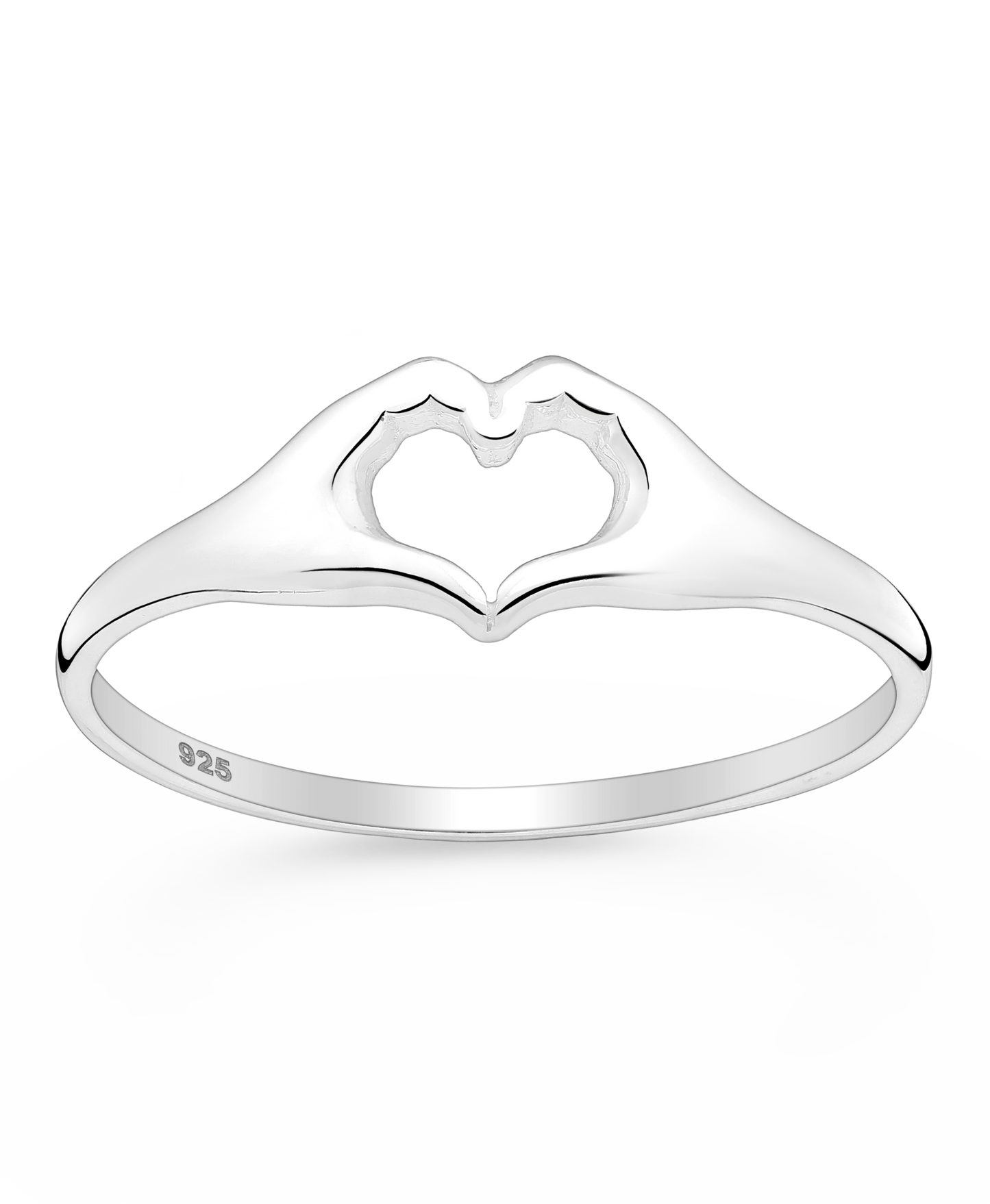 Sparkle By Princess Andre: Sterling Silver Sculptured Heart Hands Ring
