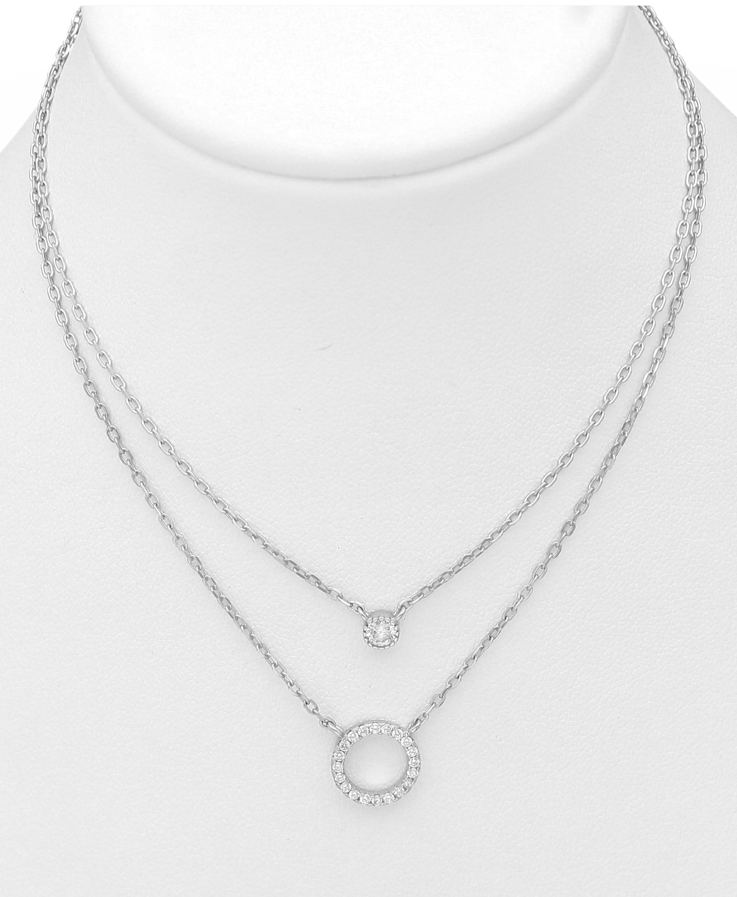Sparkle By Princess Andre: Sterling Silver Layered Choker with Circle and Solitaire CZ Simulated Diamonds