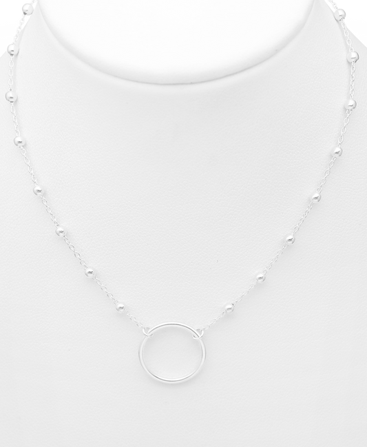 Sterling Silver Ball and Circle Necklace