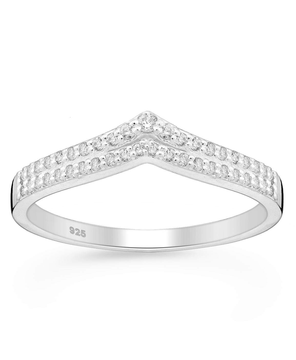 Sparkle By Princess: Sterling Silver Chevron CZ Simulated Diamond Ring