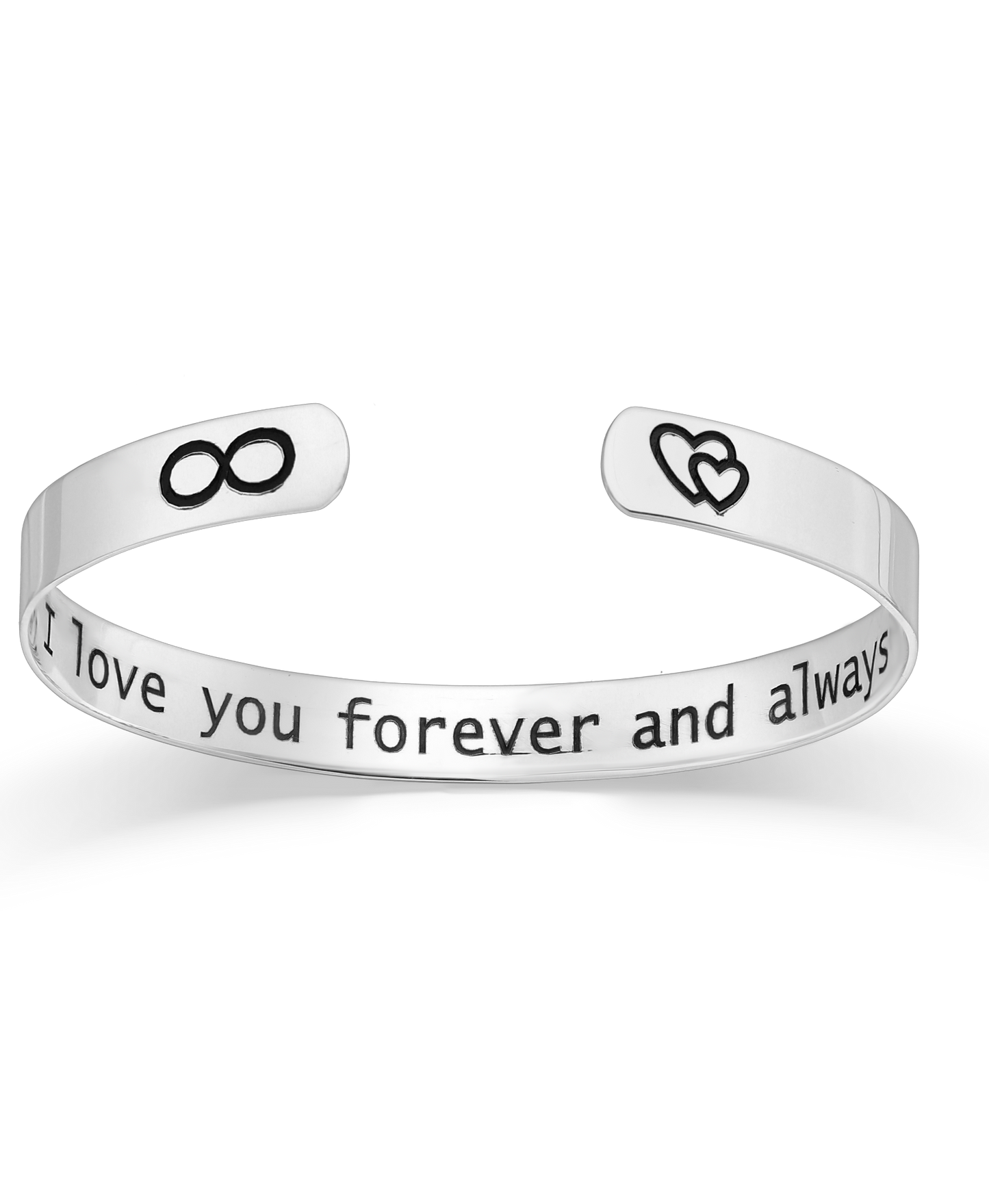 Sterling Silver "I love you forever and always" Cuff Bracelet