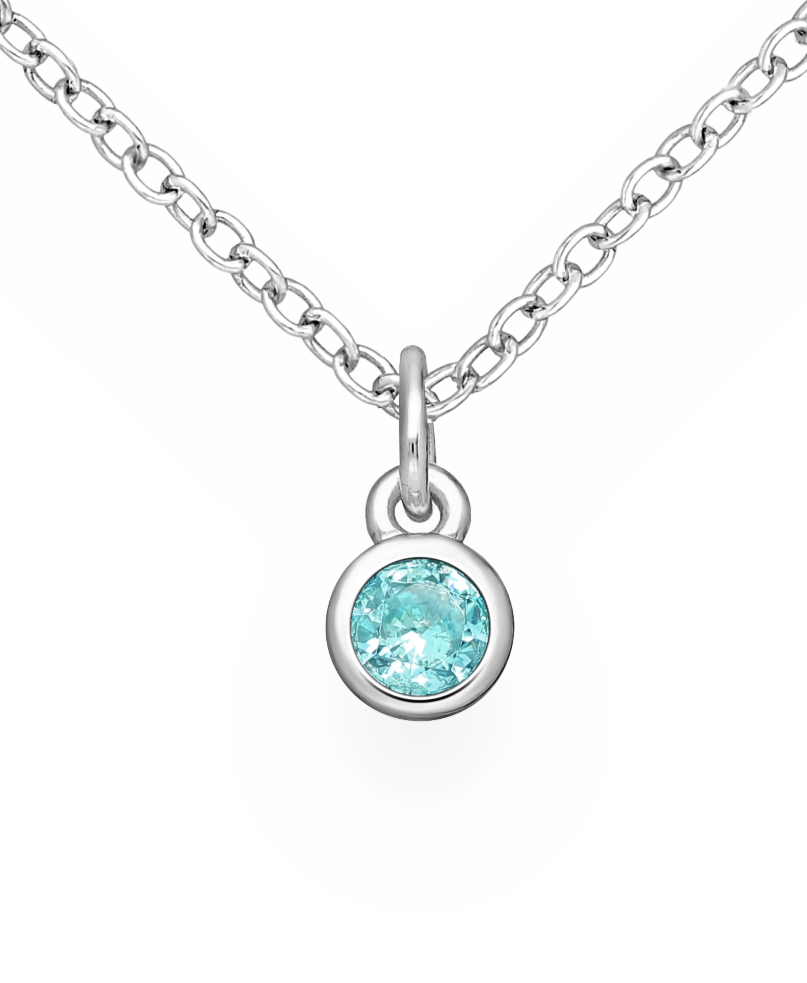 Sterling Silver Solitaire Birthstone (December) Pendant with Blue Topaz CZ Simulated Diamonds