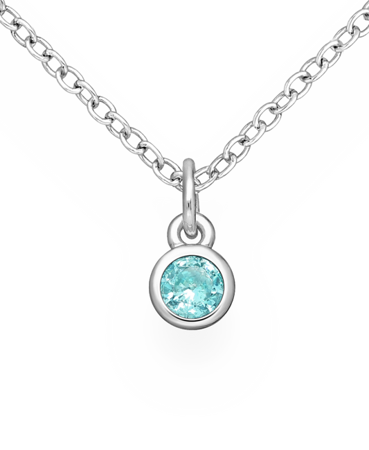 Sterling Silver Solitaire Birthstone (December) Pendant with Blue Topaz CZ Simulated Diamonds