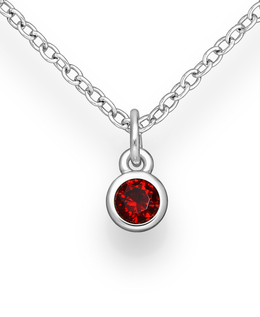 Sterling Silver Solitaire Birthstone (January) Pendant with Garnet-Siam Red CZ Simulated Diamonds
