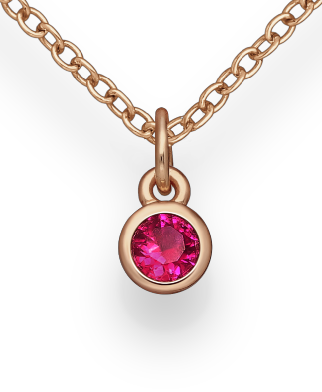 Birthstone Rose Gold Vermeil 18K Bezel Pendants with Coloured CZ Stimulated Diamonds