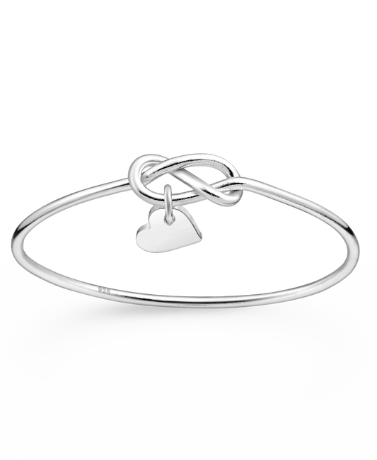 Sterling Silver Knot Ring with Heart Charm