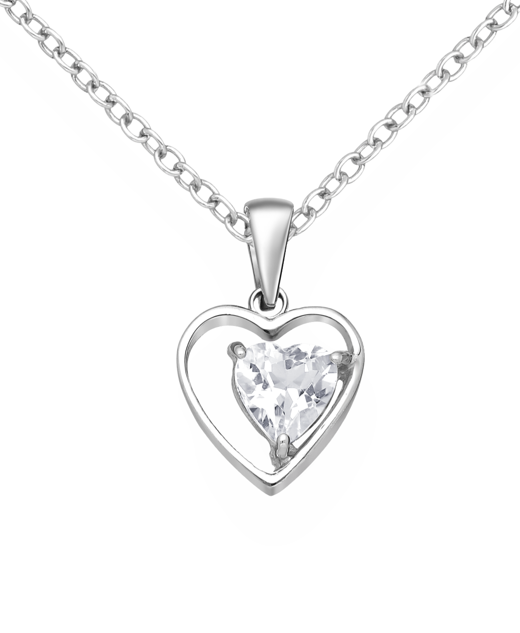 White Topaz Sterling Silver Heart Pendant