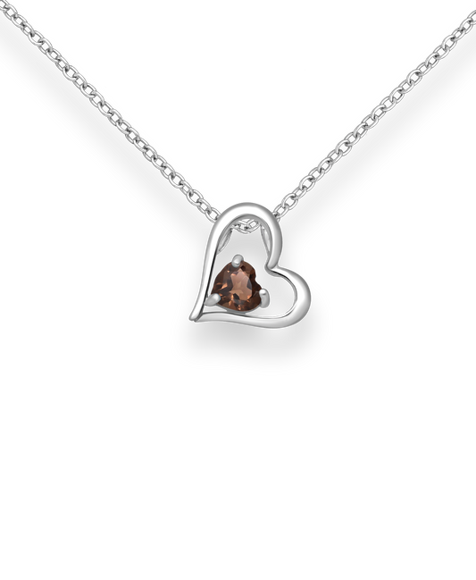 Smoky Quartz Heart Gemstone in Sterling Silver Heart Pendant