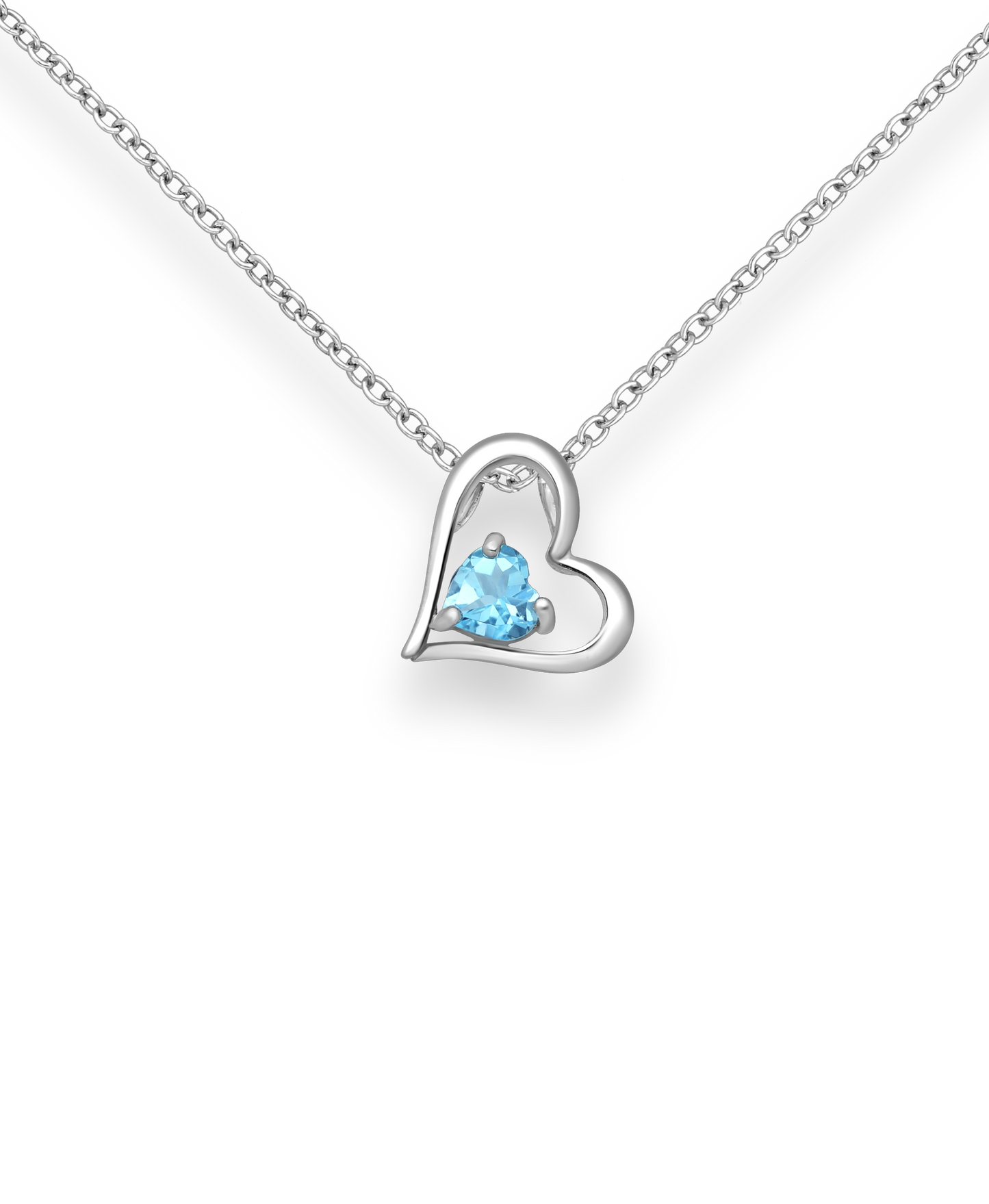 Sky Blue Topaz Heart Gemstone in Sterling Silver Heart Pendant