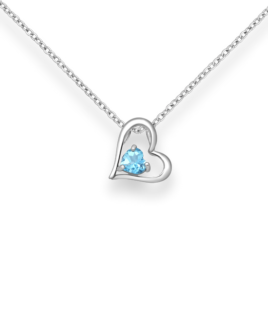 Sky Blue Topaz Heart Gemstone in Sterling Silver Heart Pendant