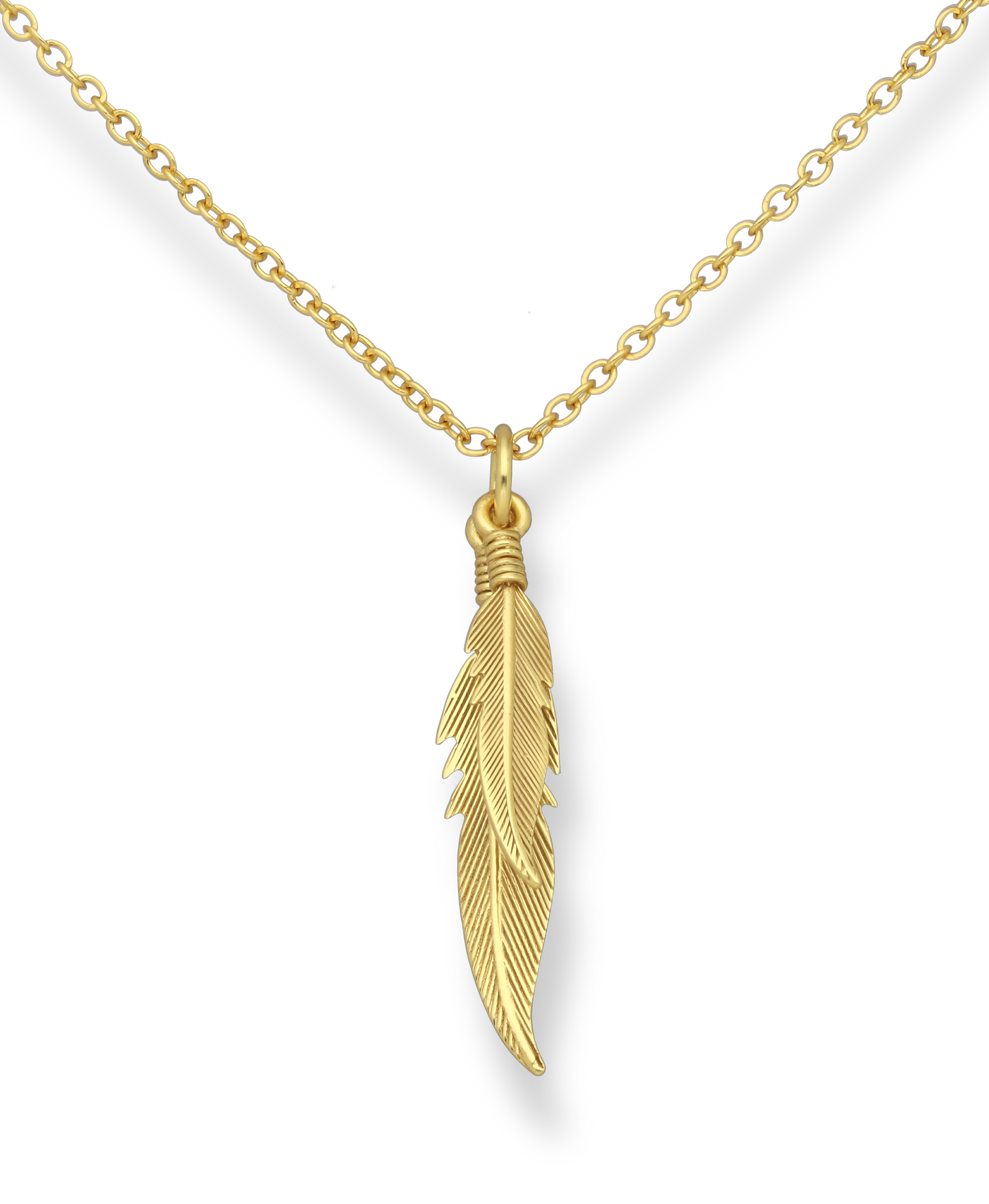 Gold Vermeil 18K Feather Pendant