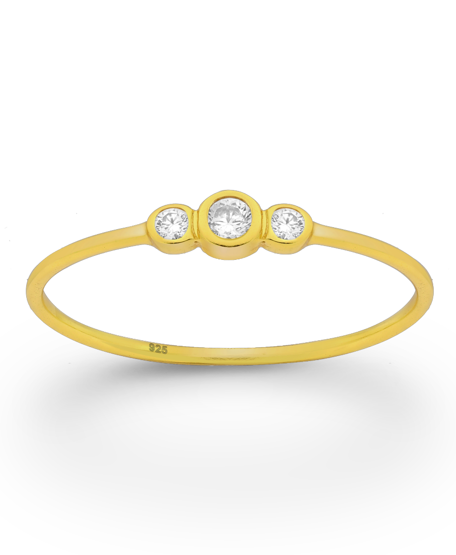 Gold Vermeil 18K Ring with CZ Simulated Diamonds