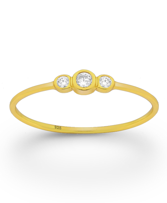 Gold Vermeil 18K Ring with CZ Simulated Diamonds