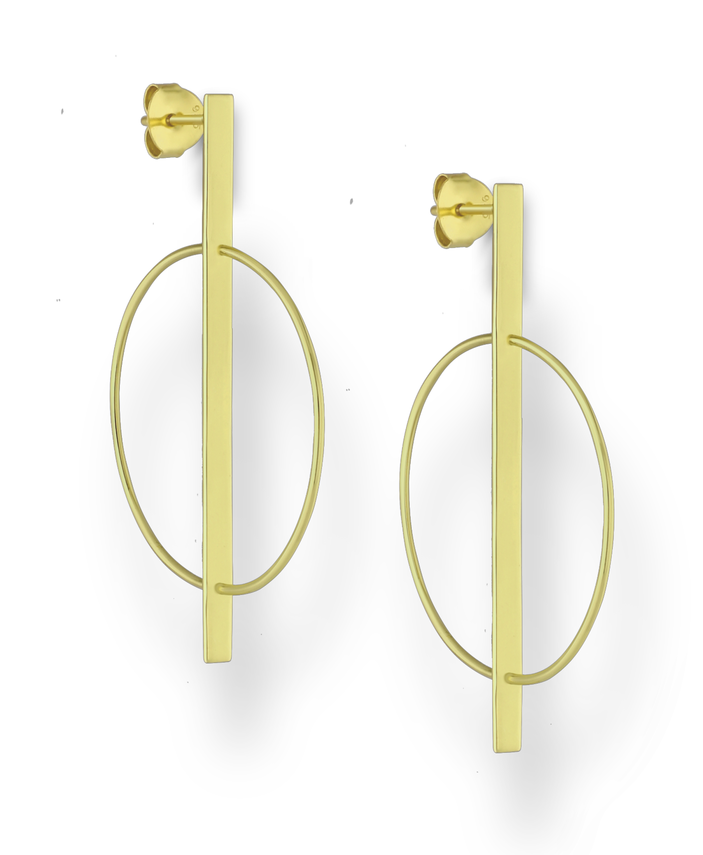 Gold Vermeil 14K Bar and Circle Push-Back Earrings
