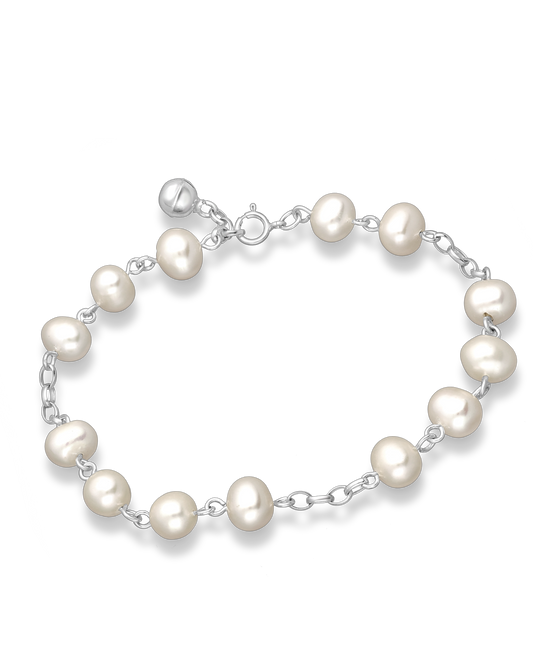 Sterling Silver Bracelet beaded with Freshwater Pearls