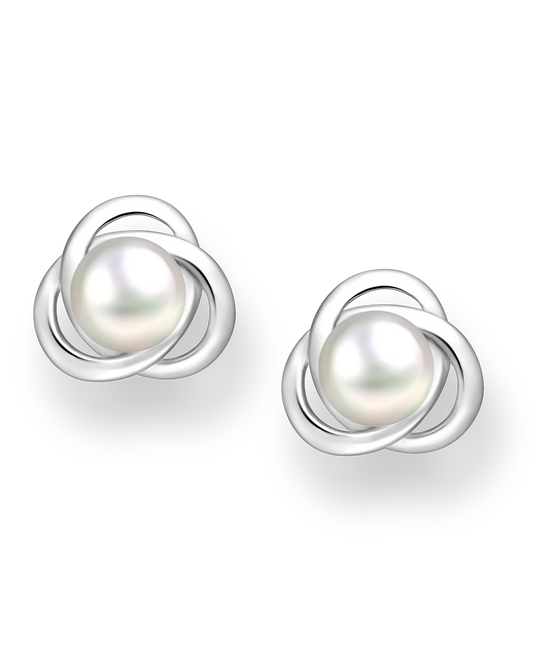 Freshwater Pearl Celtic Push-Back Sterling Silver Earrings