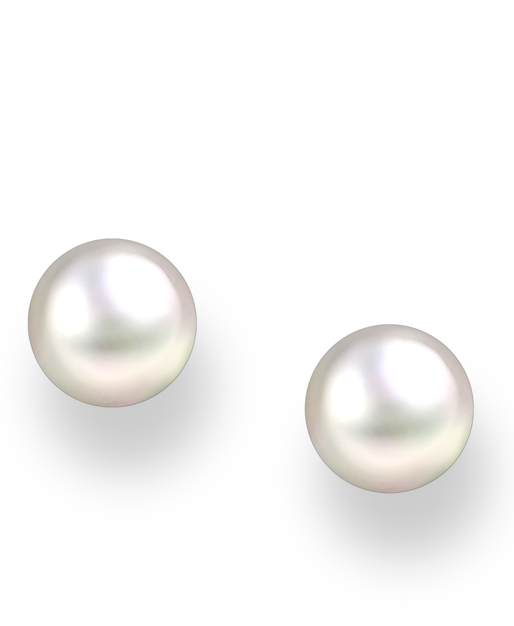 Sterling Silver push-back Studs with AAA White Freshwater Pearls