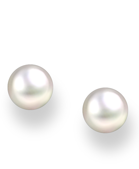 Sterling Silver push-back Studs with AAA White Freshwater Pearls