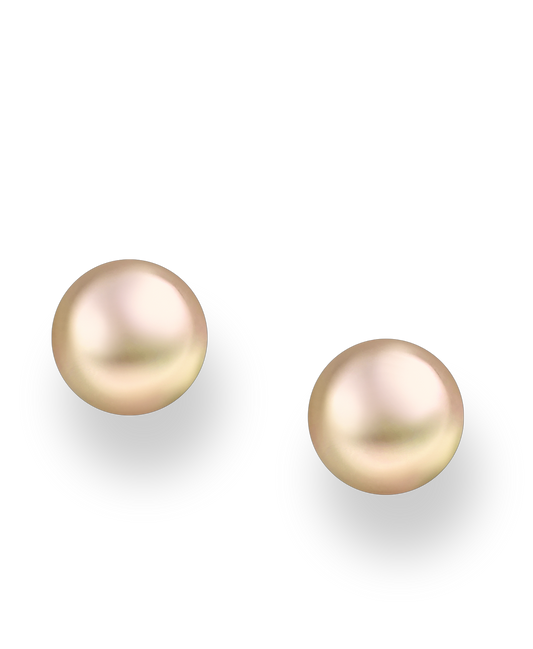 Sterling Silver push-back Studs with AAA Peach Freshwater Pearls